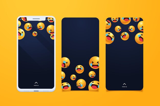 Set of smartphone screens