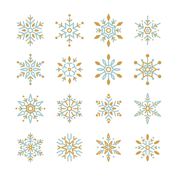 Set of Snowflakes Christmas design vector