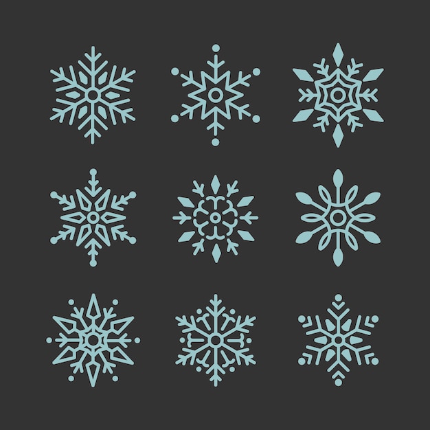 Set of Snowflakes Christmas design vector