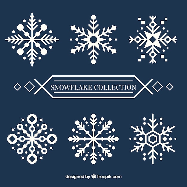 Set of snowflakes with different designs