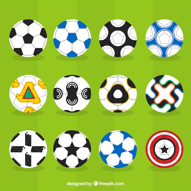 Free Vector set of soccer balls in flat style