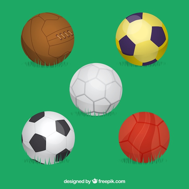 Free Vector set of soccer balls in flat style