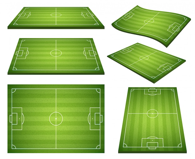 Free Vector set of soccer green fields