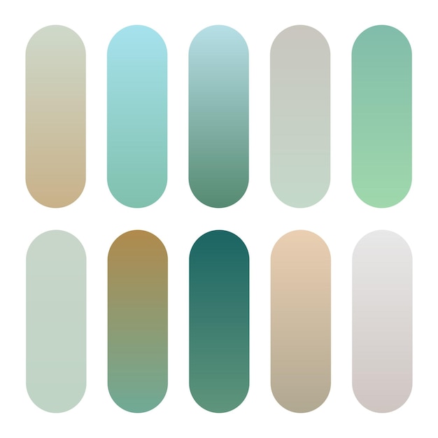 Free Vector set of soft desaturated green color gradients