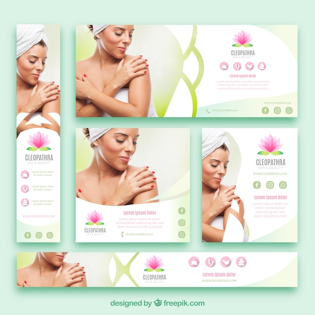 Free Vector set of spa banners