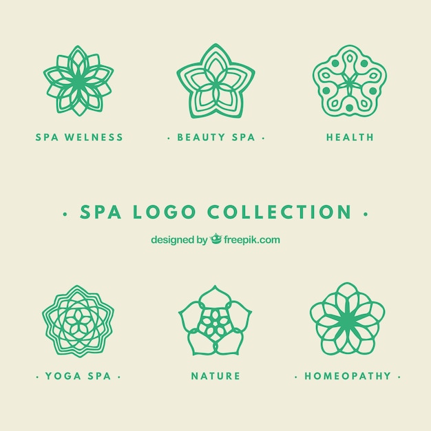 Set of spa center logos in flat style