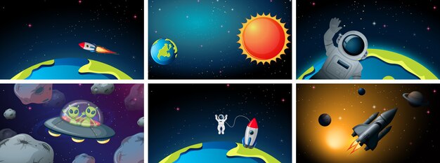 Set of space backgrounds