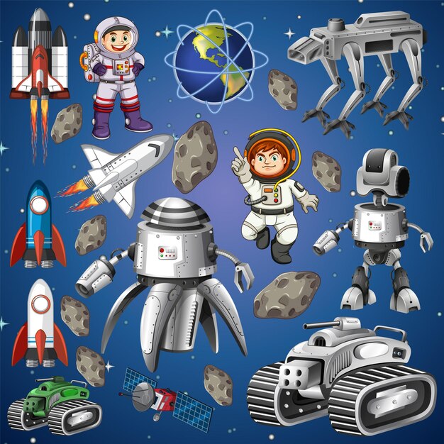 Set of space objects in space