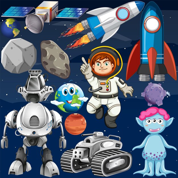 Set of space objects in space