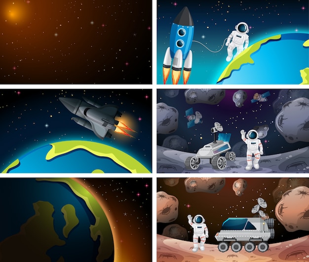 Set of space scenes