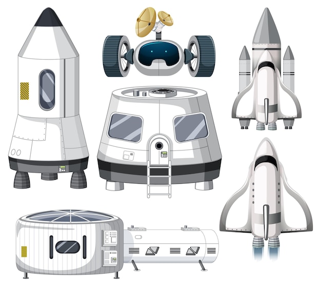 Free Vector set of spaceship objects