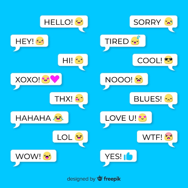 Free Vector set of speech balloons with different emojis