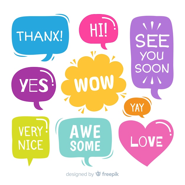 Set of speech bubbles with short messages