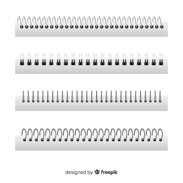 Free vector set of spirals for notebooks realistic style