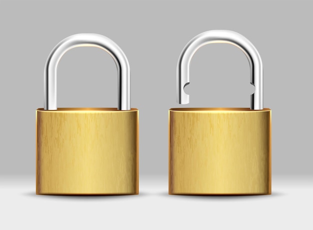 Free Vector set of square golden padlock