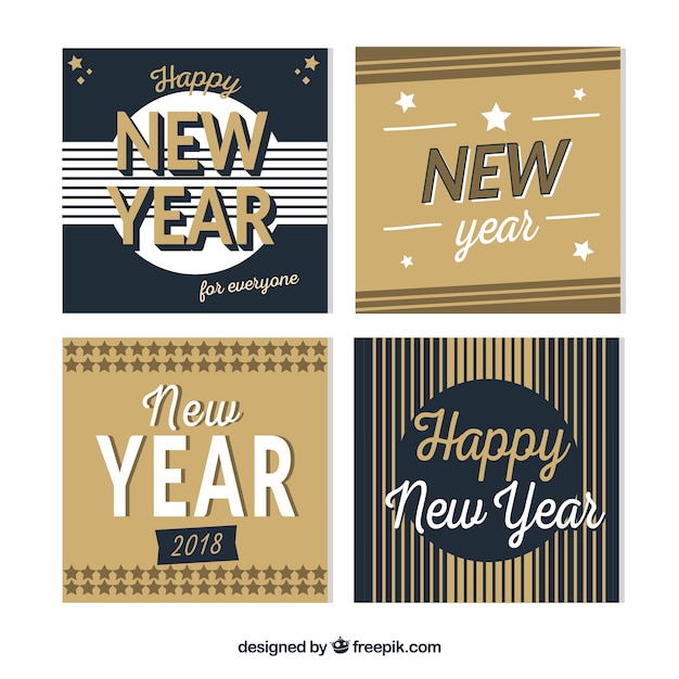 Set of square new year greeting cards