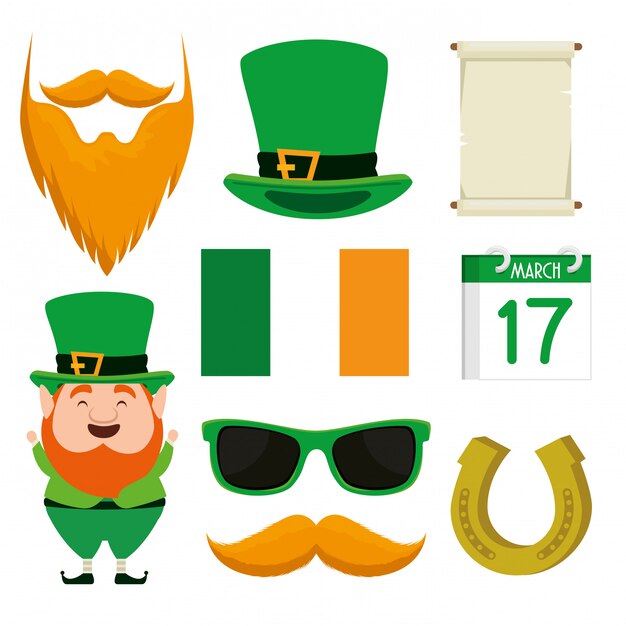 Set St Patrick hat with beard for celebration