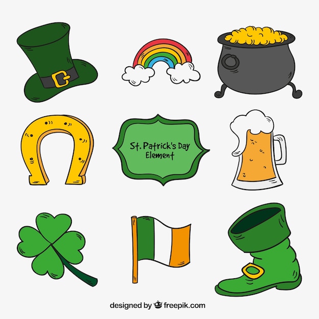 Free vector set of st. patrick's day accessories