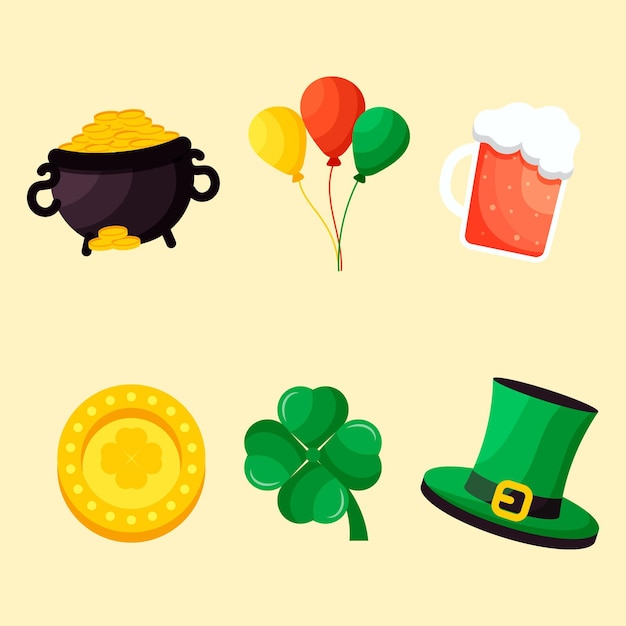 Set of st. patrick's day flat design elements