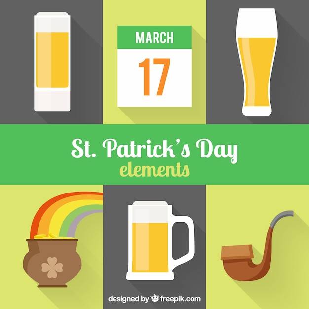 Free Vector set of st. patrick's day flat elements