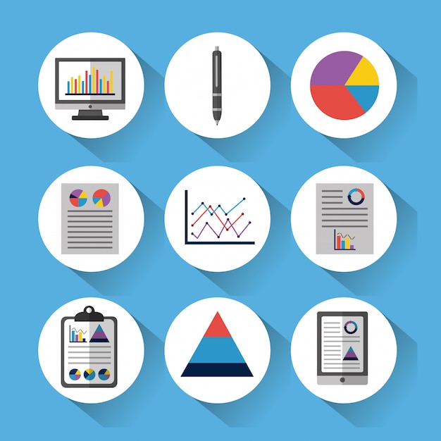 Set of statistic data tools finance diagram and graphic chart business