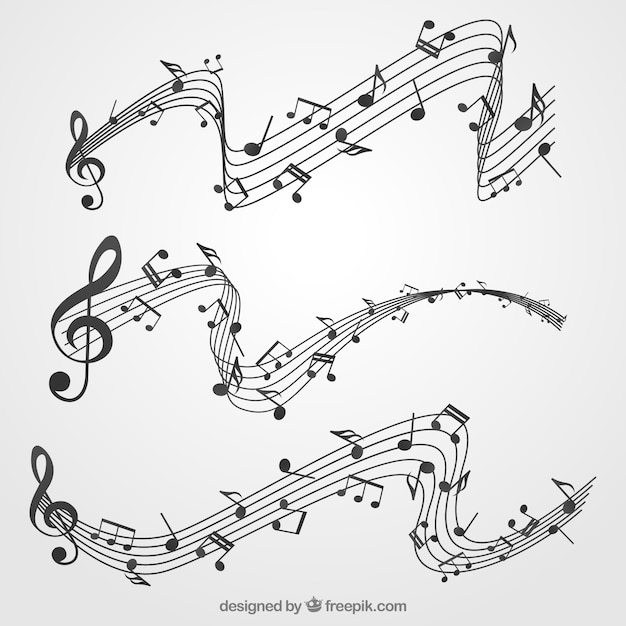 Free vector set of staves and musical notes