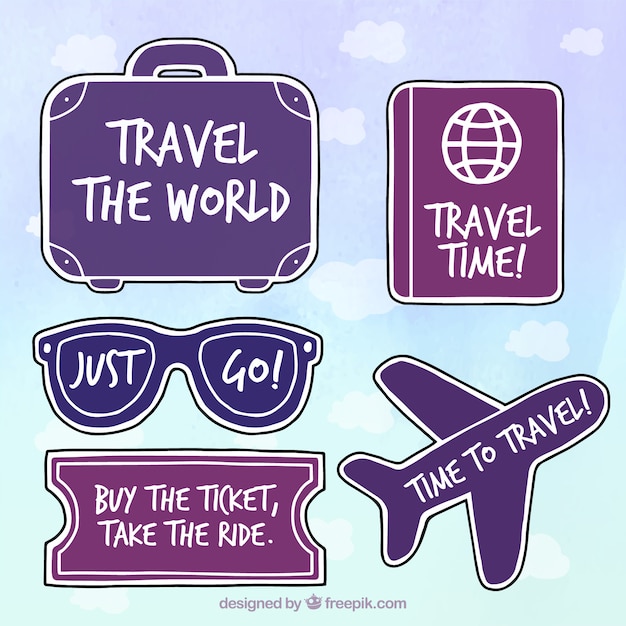 Set of stickers with travel messages