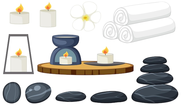 Free Vector set of stone massage spa objects