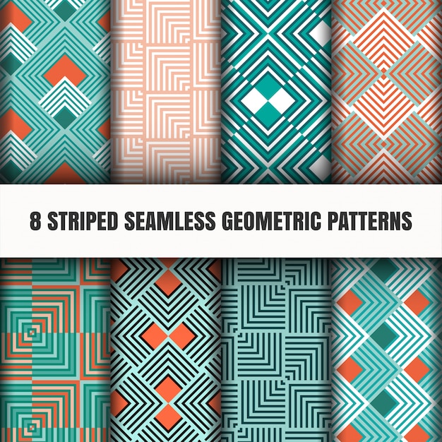 Free Vector set of striped seamless geometric patterns