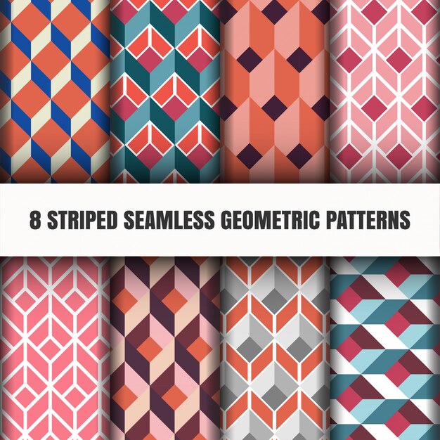 Set of striped seamless geometric patterns