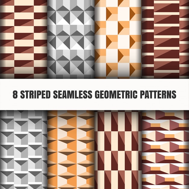 Free Vector set of striped seamless geometric patterns