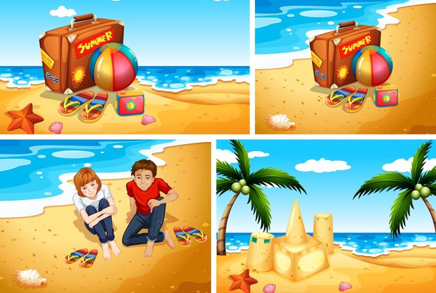 Set of summer beach background