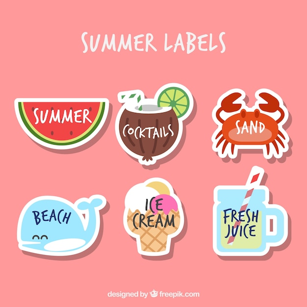 Set of summer labels with beach elements