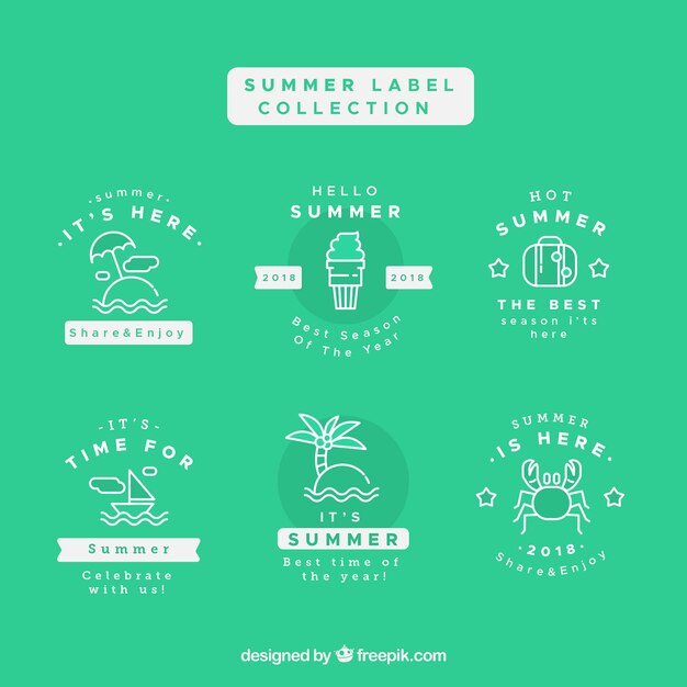 Set of summer labels with beach elements