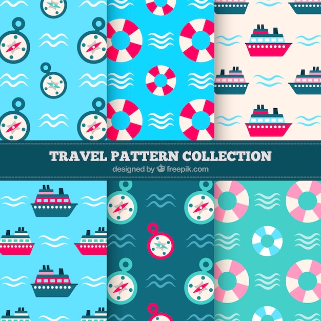 Set of summer patterns in flat design