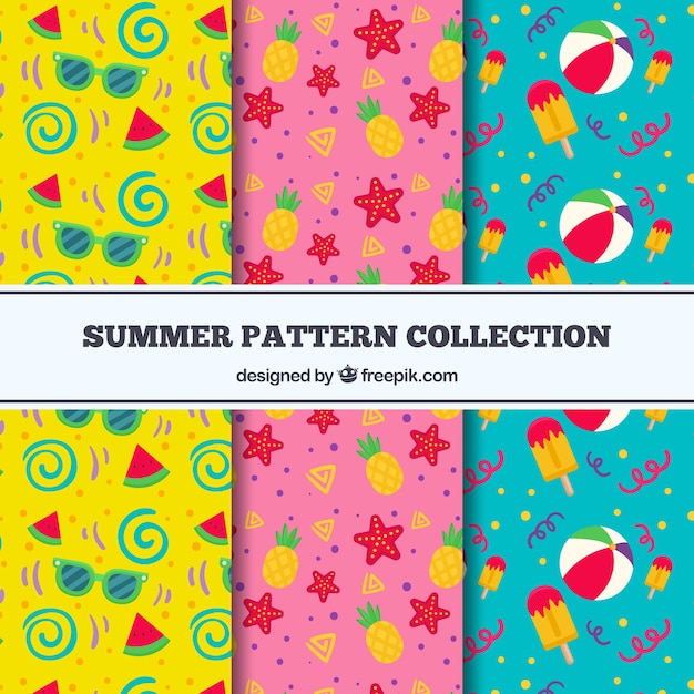 Set of summer patterns in three colors