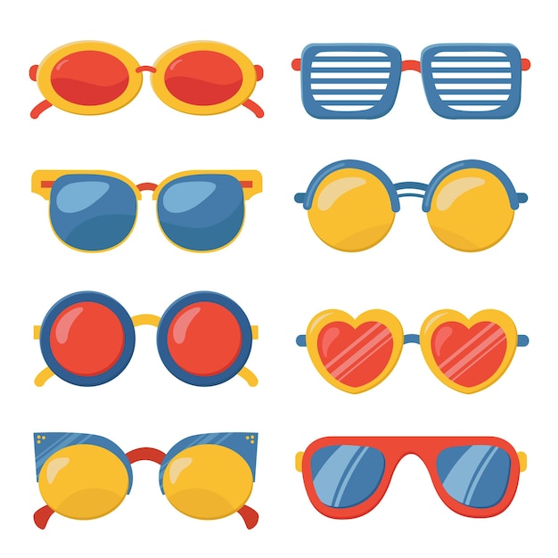 Set of sunglasses with a variety of patterns and design