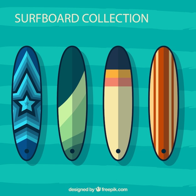 Free Vector set of surfboards in abstract design 