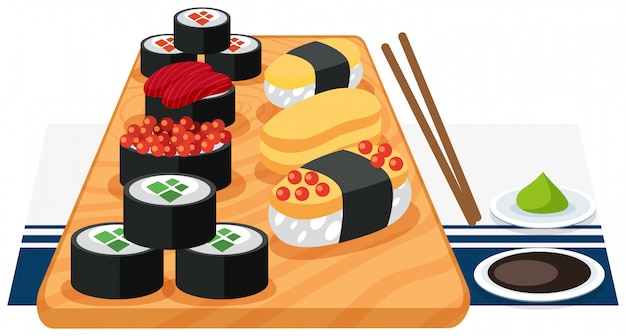 Free vector a set of sushi on plate