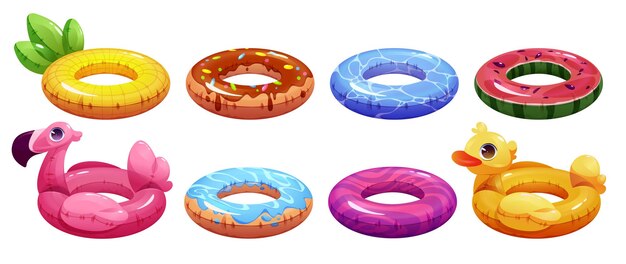 Set of swimming rings inflatable rubber tubes