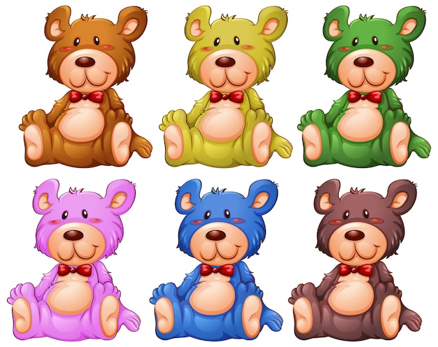 Free Vector set of teddy bear