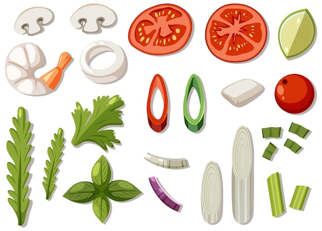 Free Vector set of thai food herb ingredients