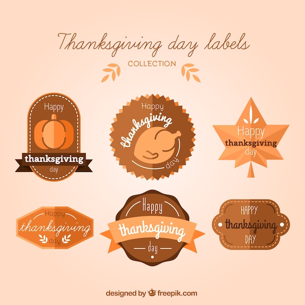 Free Vector set of thanksgiving day vintage stickers 