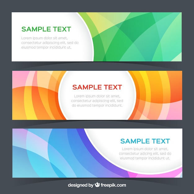 Set of three abstract colorful banners