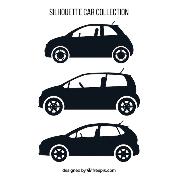 Free Vector set of three car silhouettes