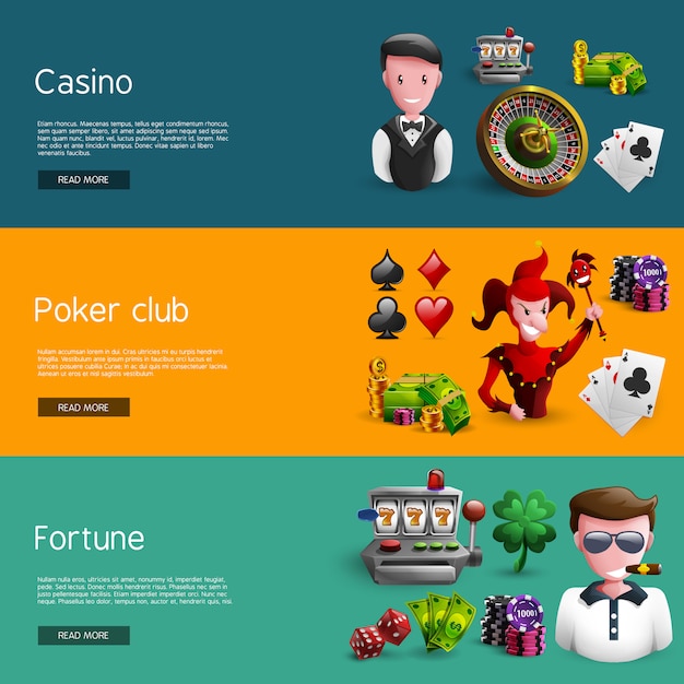 Free Vector set of three casino banners