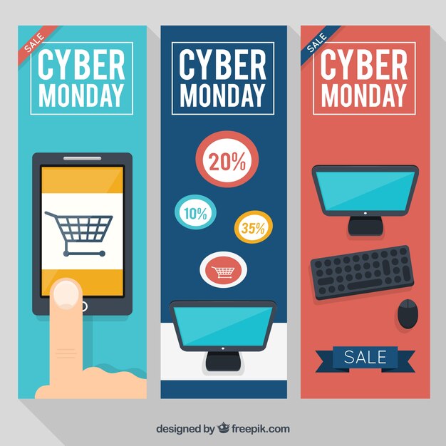 Set of three cyber monday banners