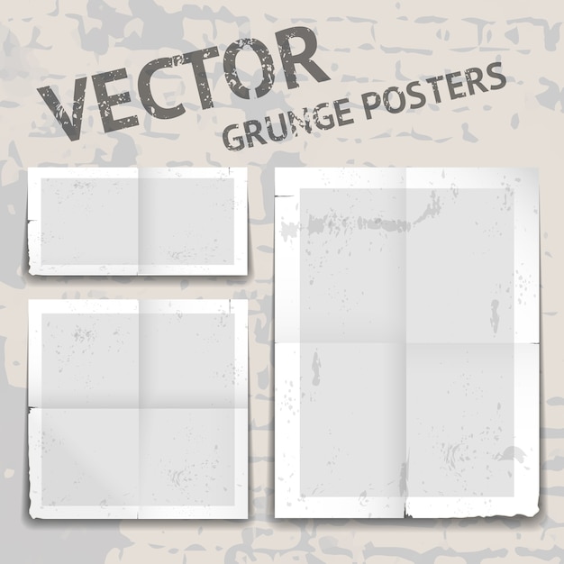 Set of three different vector grunge posters with tattered edges