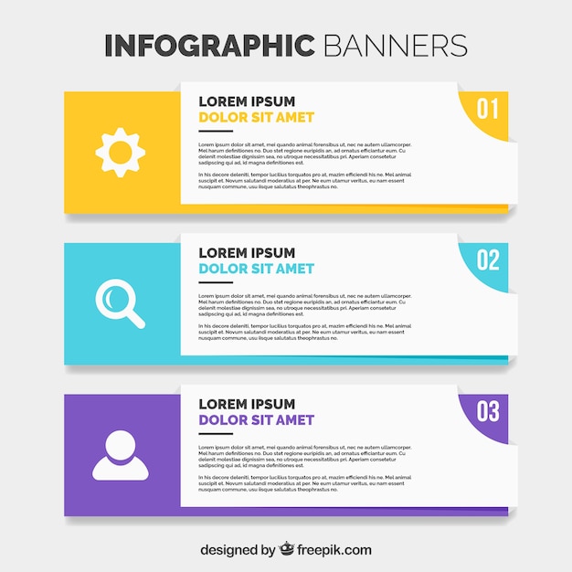 Set of three infographic banners in flat design