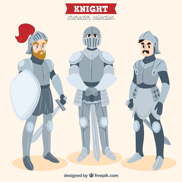 Free vector set of three knights armor